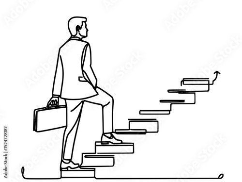 Steps to Success, A businessman climbing stairs, symbolizing career advancement