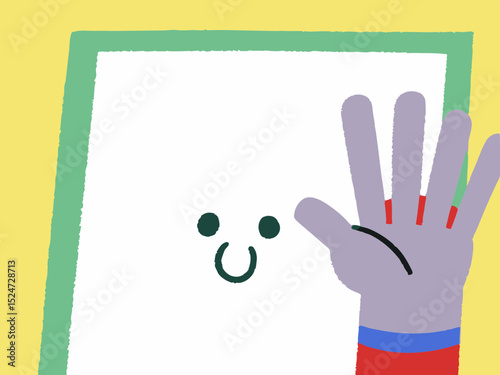Happy Hand Waving Illustration
