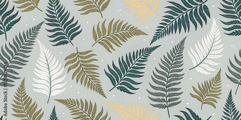 Seamless Abstract Fern Leaves Pattern on Flat Background Seamless Abstract Fern Leaves Pattern on Flat Background