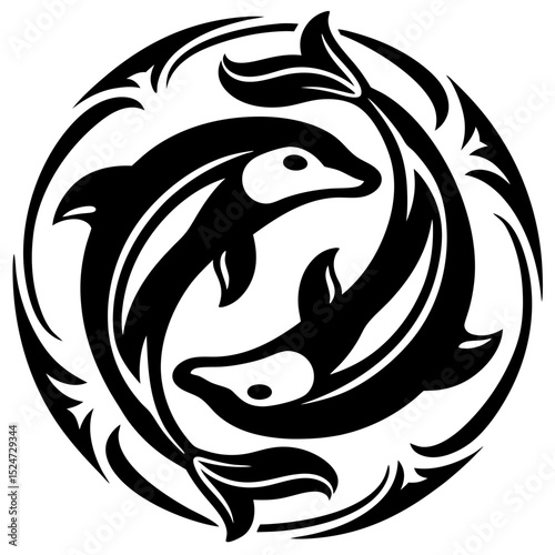 Wallpaper Mural Yin Yang Dolphins Tribal Ocean Art Torontodigital.ca