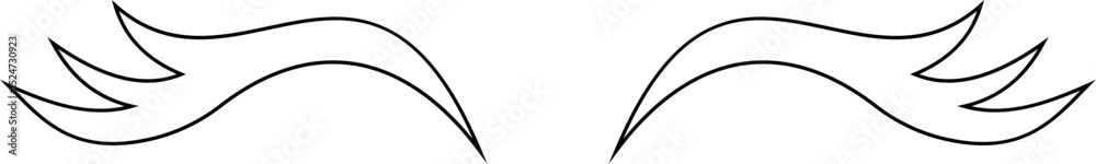 Obraz premium Closed eyes beautiful face, eyebrows and eyelashes, lashes extensions. Element design. Beauty studio logo. Linear vector in trendy minimalist style. makeup mascara symbols on transparent background.