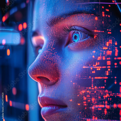 Biometric Scanner Performing Futuristic Simult Security photo