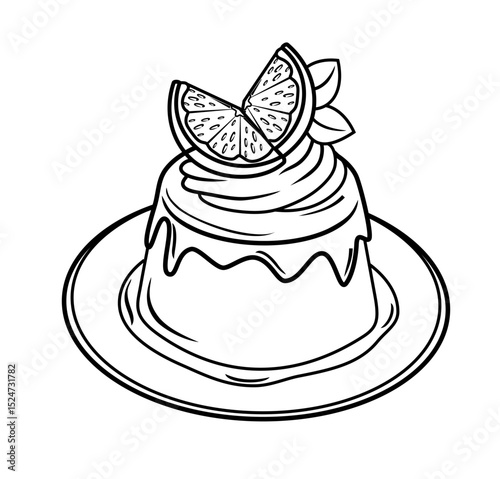 a plate of custard pudding with orange topping