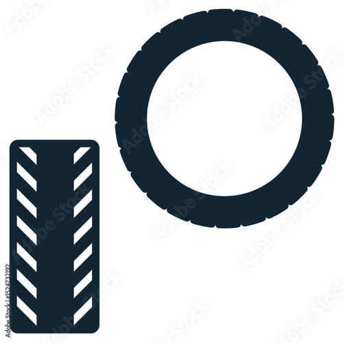 Car tires icon vector for wheel system, road traction, and vehicle support. Ideal for driving parts design, automotive infographics, and garage equipment visuals.
