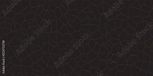 Abstract dark background of polygons in light golden gradient colors .Abstract mosaic background of triangle plates in black colors Geometric backlight decorative background for creative projects.	