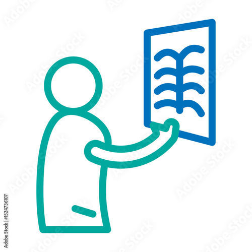 Radiologist Vector Line Blue Bluish Green Icon Design