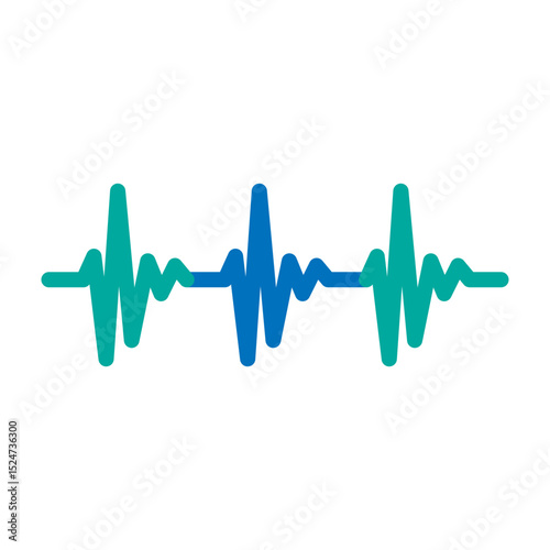 ECG Graph Vector Line Blue Bluish Green Icon Design