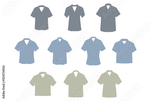 Short Sleeve Shirt Icon Set Design