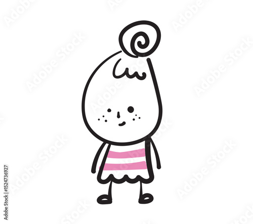 (Happy) Collection of hand drawn lady business worker icons. Vector illustration.	
