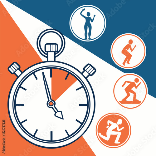Illustrated HIIT workout timer concept