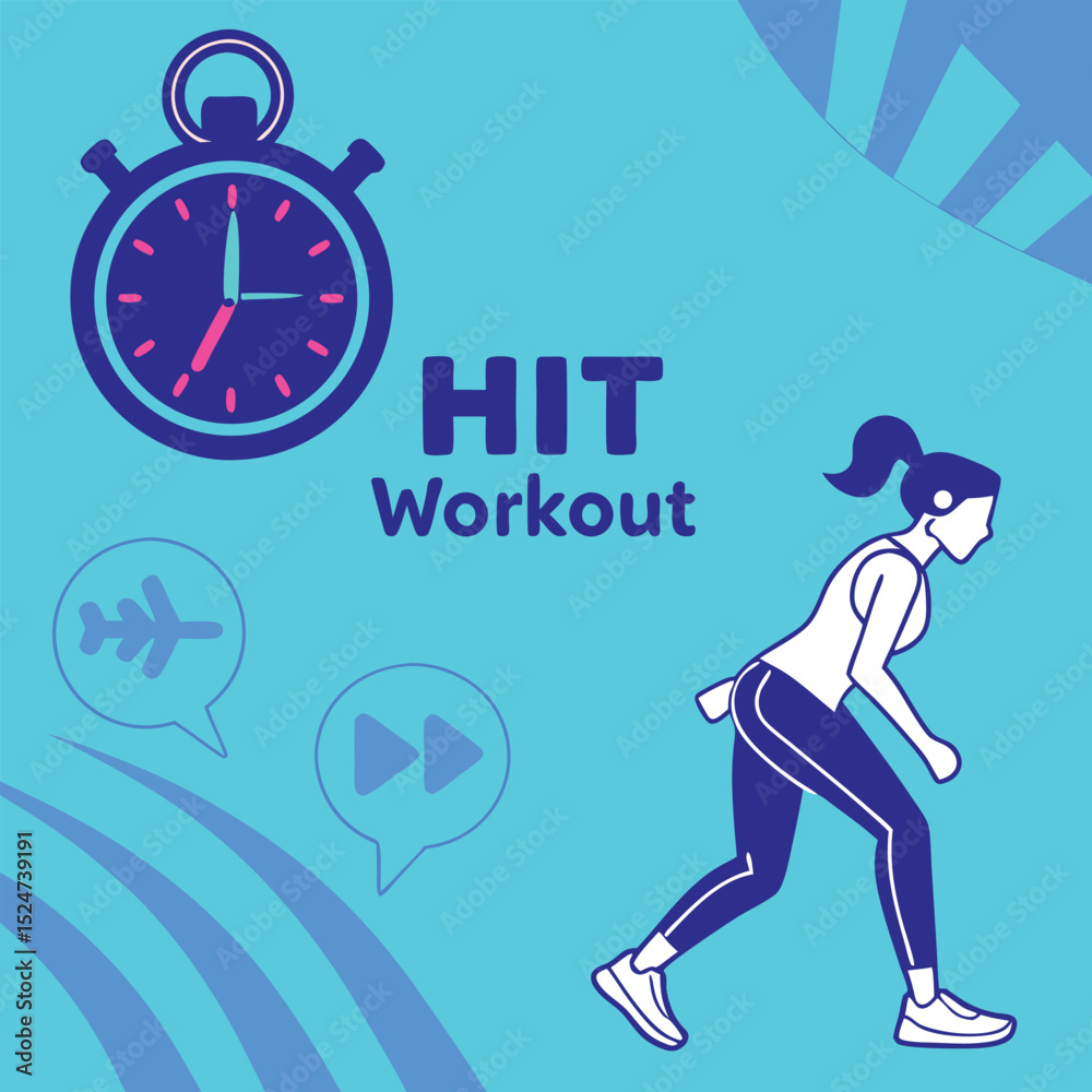 Obraz premium Illustrated HIIT workout timer concept