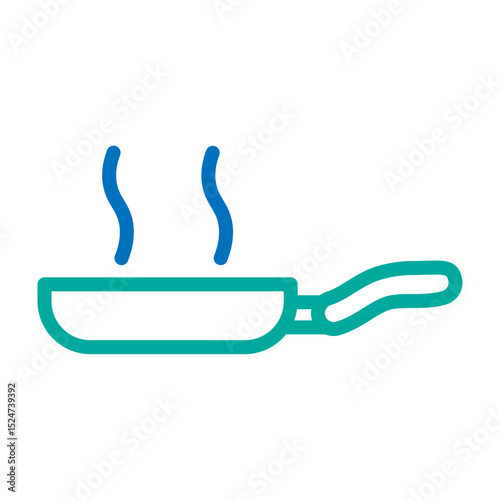 Frying Pan Vector Line Blue Bluish Green Icon Design