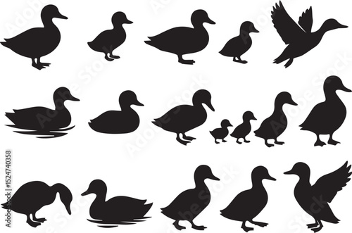 set of ducks silhouettes