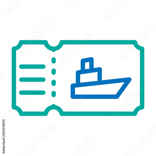 Cruise Ticket  Vector Line Blue Bluish Green Icon Design