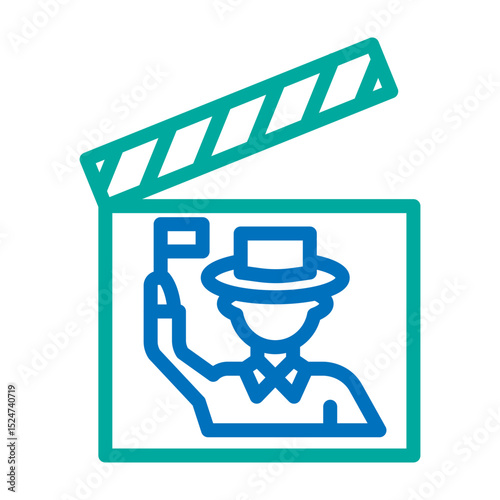 Travel Documentaries  Vector Line Blue Bluish Green Icon Design