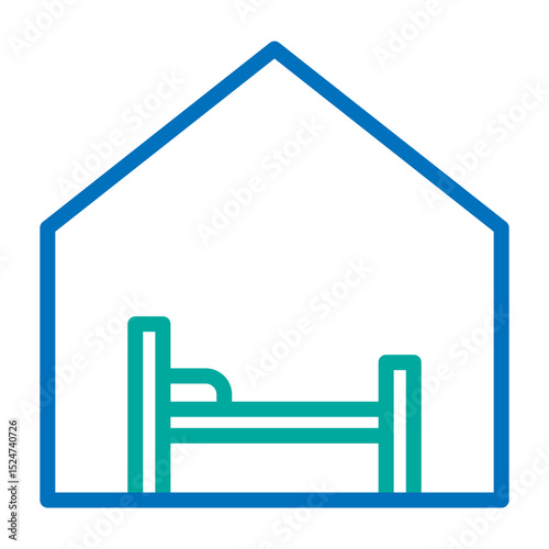 Home Stay  Vector Line Blue Bluish Green Icon Design