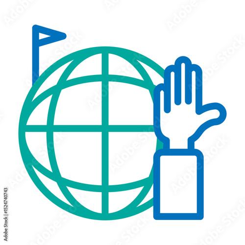 Volunteering Abroad  Vector Line Blue Bluish Green Icon Design