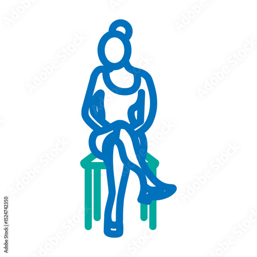 Man Sitting Vector Line Blue Bluish Green Icon Design