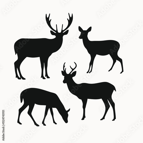 Elegant Deer Silhouettes A Collection of Four Unique Designs