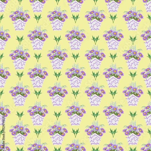 Floral bouquet seamless vector pattern Great for fabric packaging wallpaper wrap carpet decorative illusion and decor projects. Fully editable EPS file included.