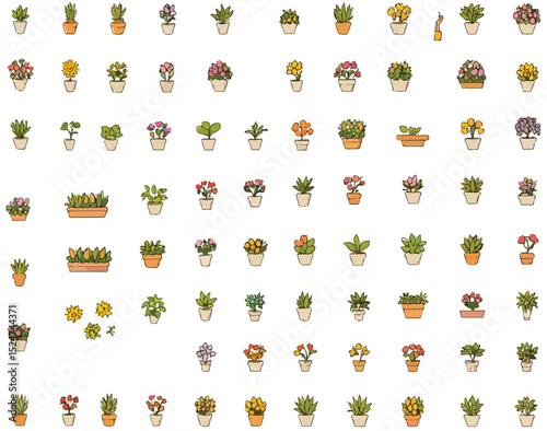 Gardening and flower editable stroke outline icons se .eps