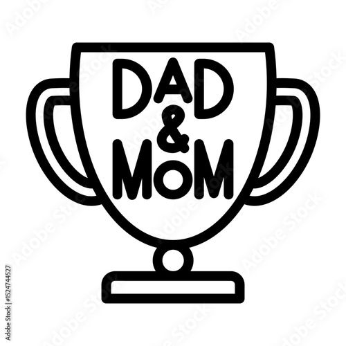 Parenting Trophy Vector Line Icon Design