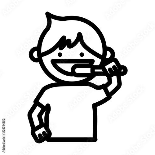 Tooth Brushing Vector Line Icon Design