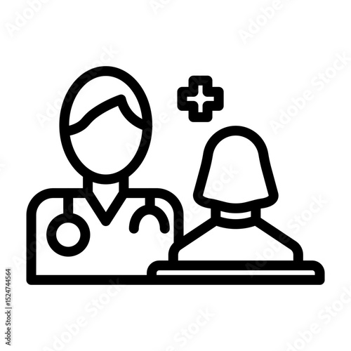 Doctor Visit Vector Line Icon Design