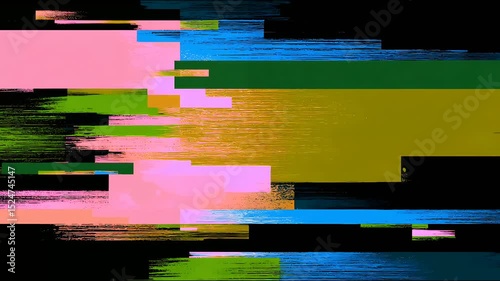 Abstract digital art of jazzy neon lines and glitches over a black background in a cyberpunk style