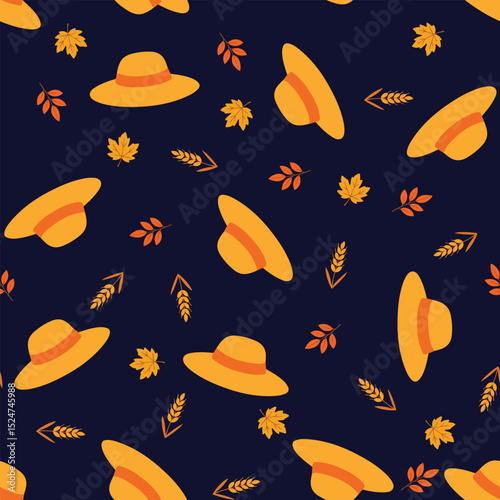 Navy Background Fall Accent Pattern