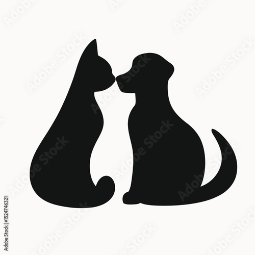 Adorable Cat and Dog Silhouettes A Symbol of Inter-species Friendship
