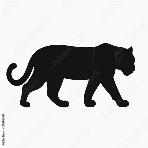 Majestic Panther Silhouette A Powerful Black and White Illustration