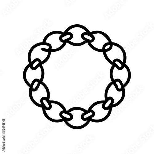 An intricate chain design forming a perfect circle, showcasing the strength and unity of its linked components. The chain, a symbol of connection and security.