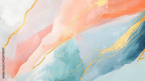 un fondo colorido en tonos pastel pintado en acuarela con lineas doradas minimalista para cuadro decorativo elementos de diseño moderno 