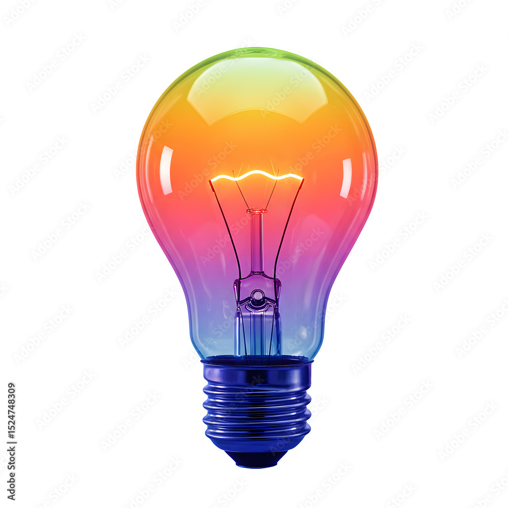 Vibrant glowing light bulb symbolizing innovation, creativity, and brainstorming, ideal for presentations, design, and tech visuals. isolated on white or transparent background. PNG Vibrant glowing light bulb symbolizing innovation, creativity, and brainstorming, ideal for presentations, design, and tech visuals. isolated on white or transparent background. PNG