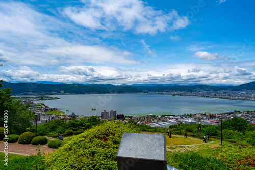 長野県 高台から見た諏訪湖 photo