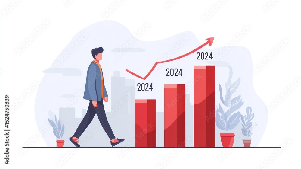 Fototapeta premium Business growth performance analysis showing profit trends from 2024 to 2025