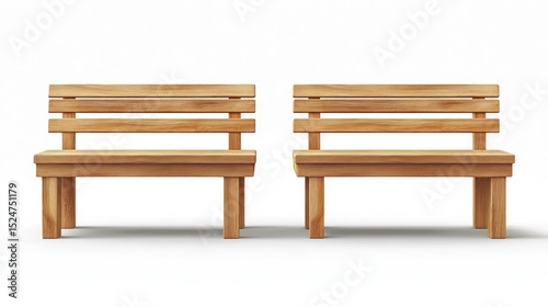 Two wooden storage benches isolated on transparent background