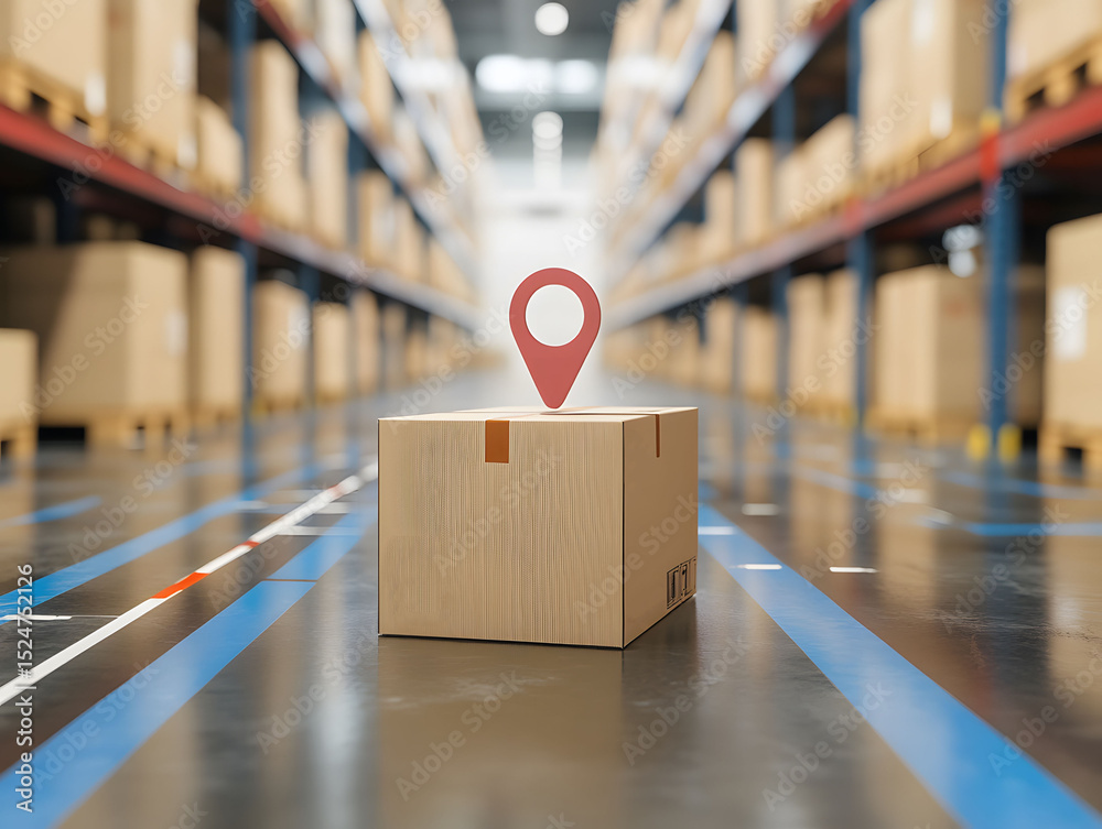 Fototapeta premium robotic warehouse map with delivery points,