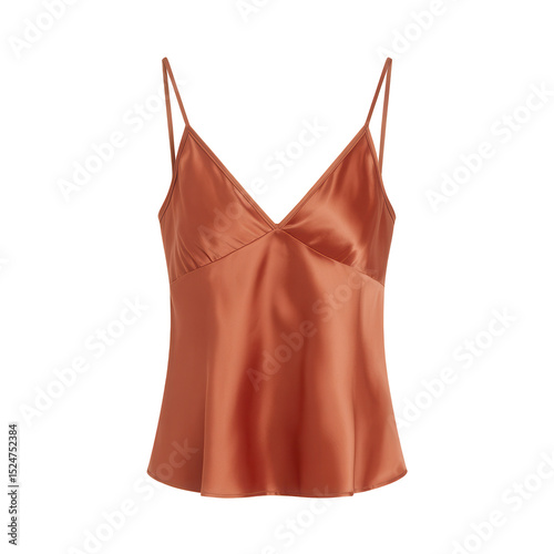 Burnt orange satin cami top isolated on transparent background