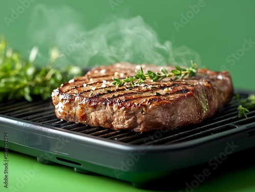Grilled Steak with Herbs on a Smoke-Filled Grill