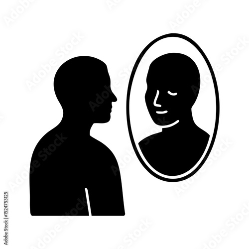Self reflection in mirror mental health icon