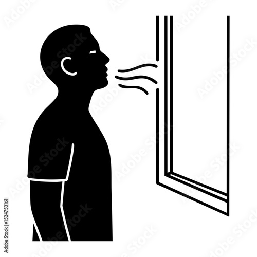 Breathing fresh air near window icon