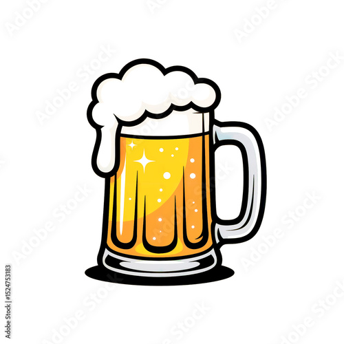Cartoon beer mug illustration with frothy head