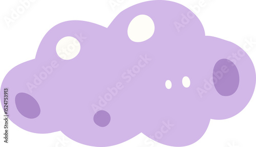 Cute Purple Cloud Illustration, Kawaii Cartoon Weather Clipart