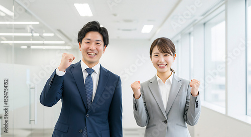 明るくて元気な男女の新入社員 AI生成画像