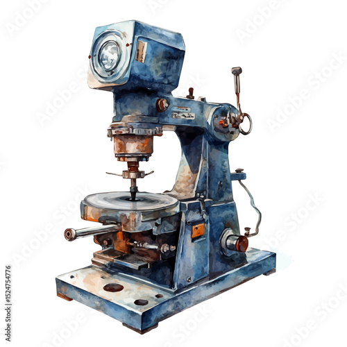 Metal Polishing Machine, watercolor drawing vector, high quality, isolated on a white background.