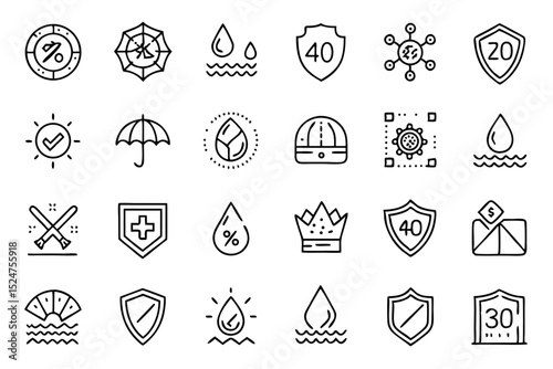 line icons related to waterproof protection 