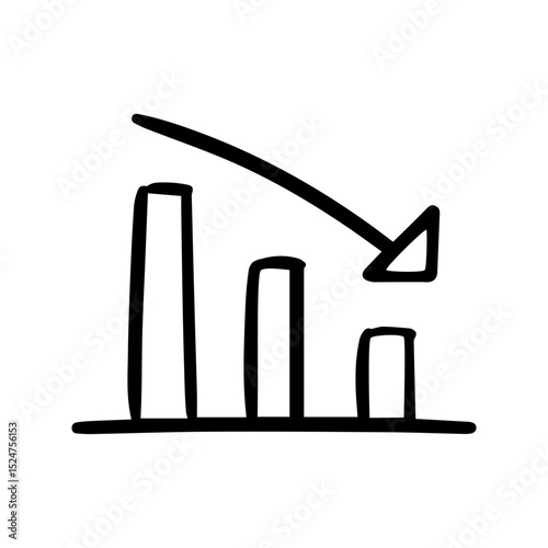 Decrease chart doodle vector icon