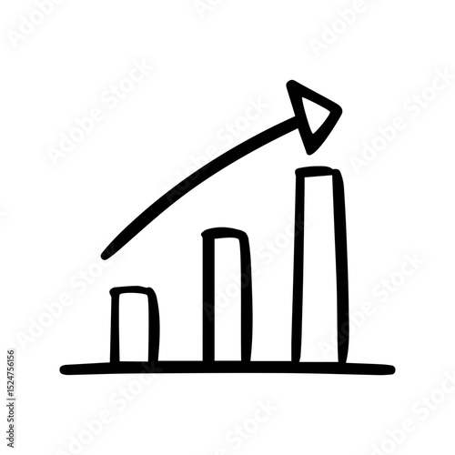Increase chart doodle vector icon